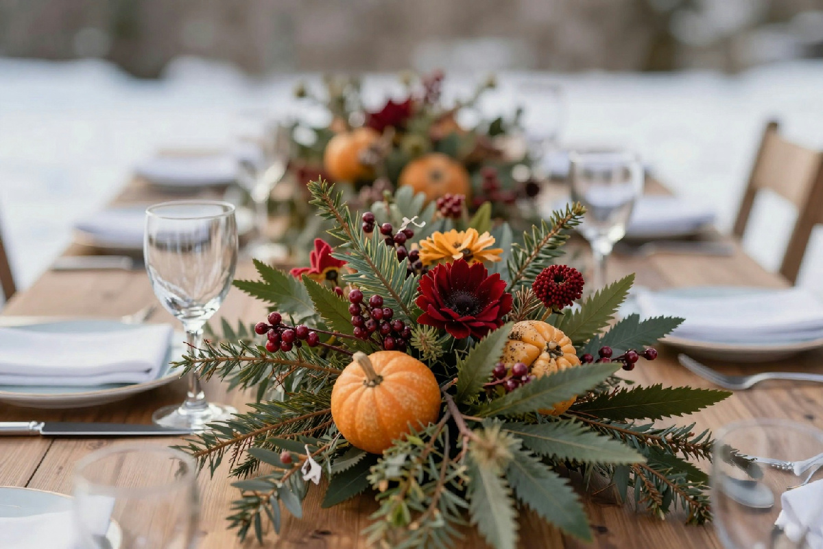 8 idee geniali per una tavola invernale senza tovaglia che lasceranno tutti a bocca aperta